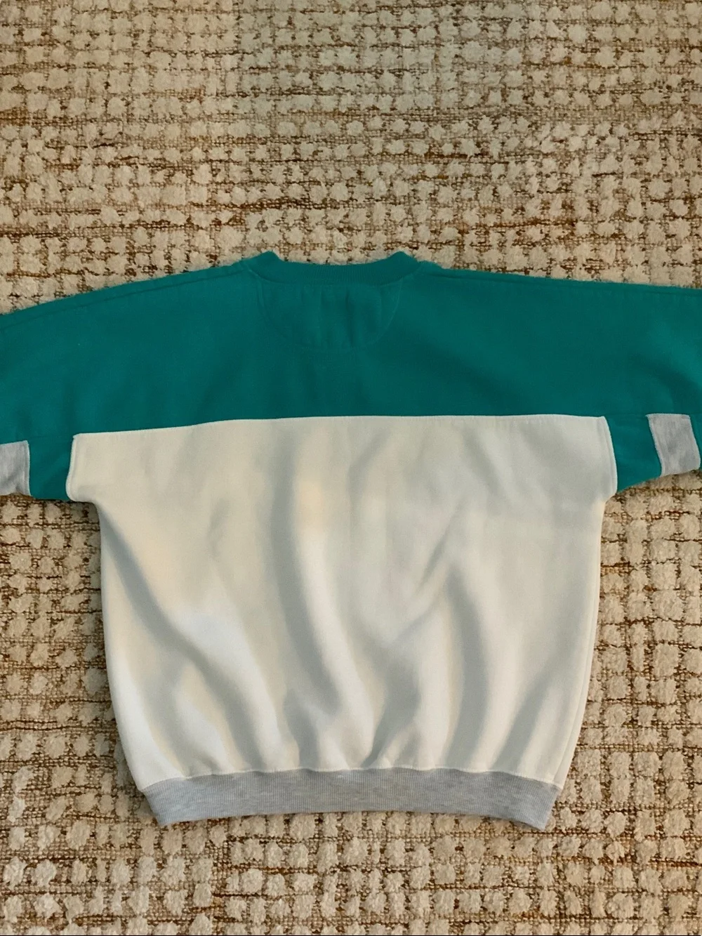 Vintage Alaska Colorblock Crewneck Sweater - Teal, White & Gray